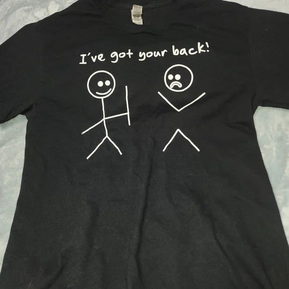 2 Fun Tees Gildan Black Short-Sleeve Graphic Tee Sizes L & S Stick-Figure Print - Picture 2 of 6
